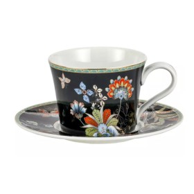 Fili¿anka + spodek 230ml kwiaty na ciemnym tle